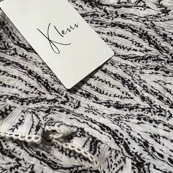 KLESIS crop top and wide leg pant two piece rayon set size LARGE - Picture 5 of 5